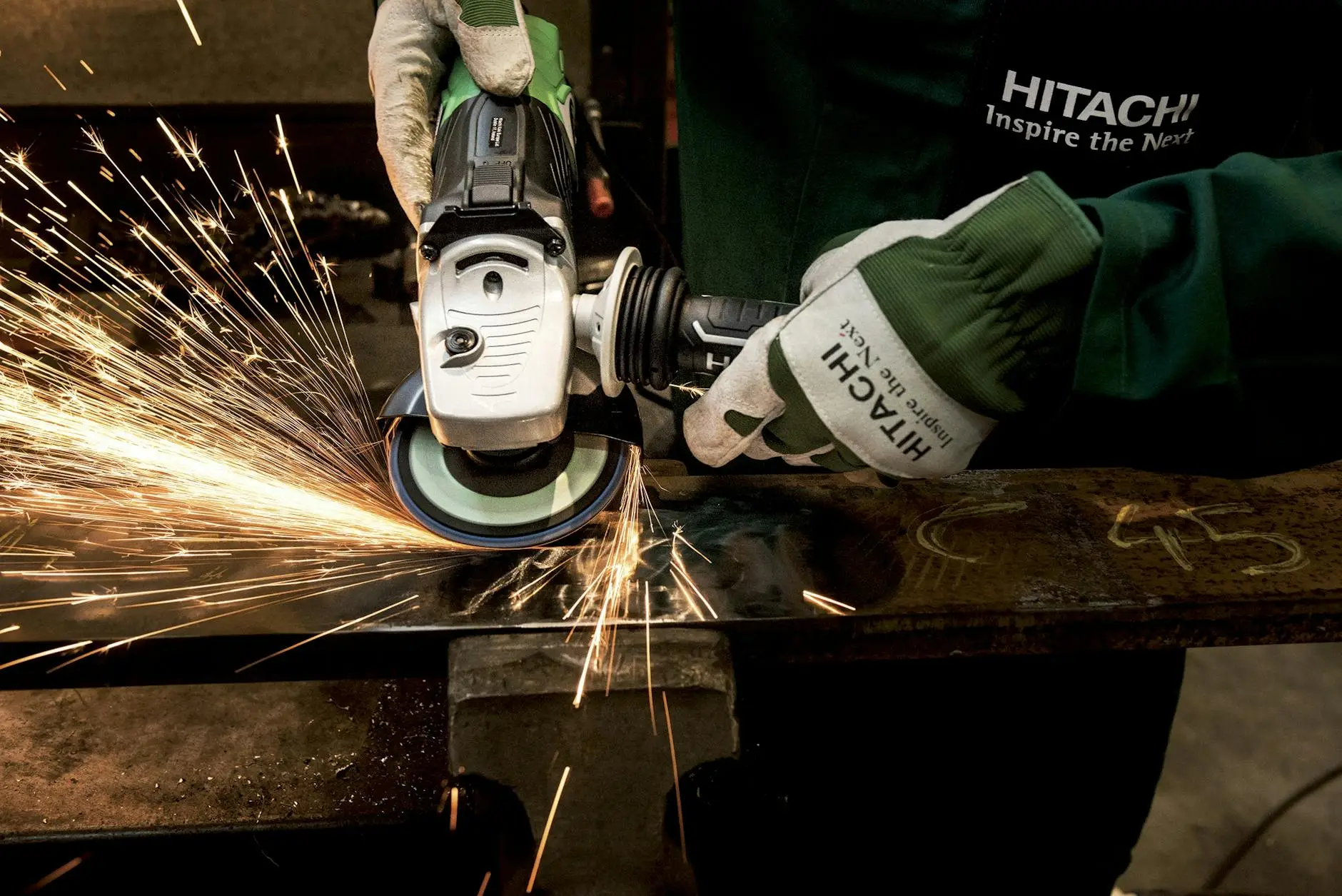 hitachi white black angle grinder